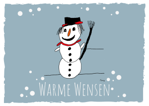 Kerstkaartje met sneeuwman van Nancy